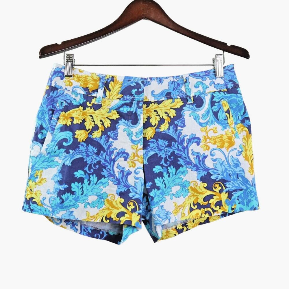 Vintage Cache Size 10 Baroque Fleur Print Shorts Floral Blue Yellow